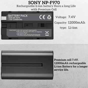 NP-F970 NP-F960 NP-F930 NP-F950 12000mAh Pakeitimo Suderinama su Baterija Sony DCR-VX2100,FDR-AX1,HDR-AX2000,HDR-FX7,HVL-LBPB