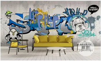 Pasirinktinius nuotraukų freskos 3d tapetai, Rock, punk abstrakčiai grafiti namų dekoro kambarį 3d sienų freskomis tapetai sienos 3 d