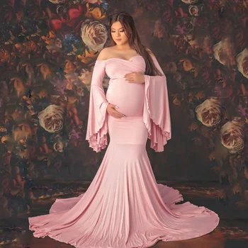 Pynimas Mielas Motinystės Suknelės Fotografijos Ilgai Nėštumo Šaudyti Maxi Suknelė Kūdikio Dušas Šalis Vakare Nėščioms Moterims Foto Prop