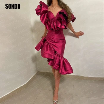 SONDR Fuschai Trumpas Užsakymą Spalvų vakarinės Suknelės Brangioji Satino Lankas Vestido De Noche Raukiniai Prom Dresses Naktį Chalatai 2023