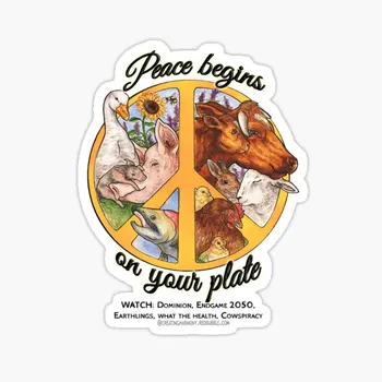 Taikos Prasideda Gyvenimo Veganų 5VNT Automobilių Lipdukai Lipdukai Mielas Anime Spausdinimo Langas Bagažo Dekoracijos, Vandens Butelių Siena