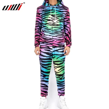 UJWI Spalvinga Juostelės Zebra 3D Spausdinimo Marškinėlius, Kelnes Vyrams, Pora Tracksuit Hoodie + Kelnės Combo 2 dalių Komplektas Kostiumas Dropshipping