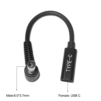 USB C Tipo Moterų 6,0*3.7 mm Male Plug Konverteris Nešiojamas Dc Maitinimo Adapteris Jungtis Įkrovimo Kabelį, Laidą Asus Notebook PC