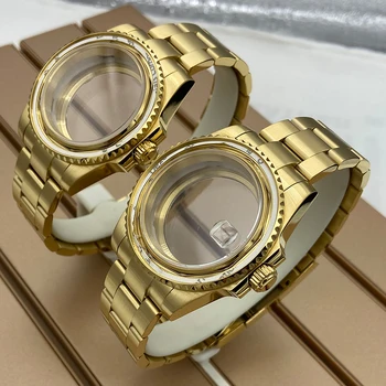 Už seiko nh35 nh36 dial judėjimo vyriški laikrodžiai 40mm aukso atveju dalis Safyro stiklas nerūdijančio plieno Watchband Apyrankė 