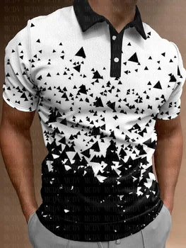 Vaivorykštė Lauke Gradientas Meno Spausdinimo Polo Marškinėliai 3D Atspausdintas Polo Marškinėliai Vasarą Vyrų Viršūnės