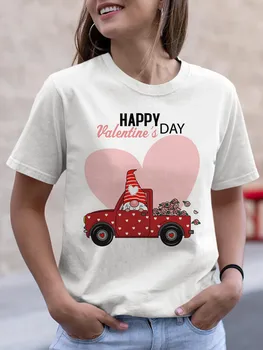Valentino Dieną, Vasaros Moterų marškinėliai Patogiai Spausdinti Viršūnes Tee Marškinėliai trumpomis Rankovėmis Marškinėliai Streetwear Grafiti t-shirt