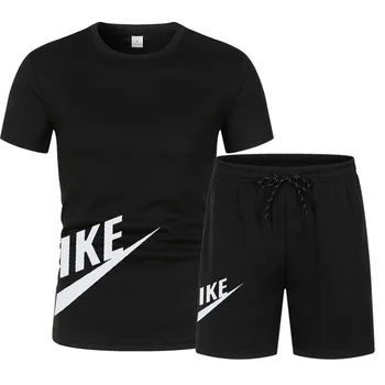 Vasaros Vyriškos Sportinės aprangos Prekės ženklo Fitneso Kostiumas Veikia Drabužių Atsitiktinis marškinėliai + Šortai Rinkiniai, Kvėpuojantis 2 Gabalas Bėgiojimas Tracksuit Vyrai