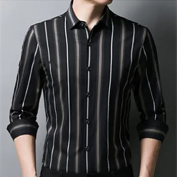 Vyrų Marškiniai, Elegantiškas Drabužius Temperamentas Prarasti Laisvalaikio StripedShirt korėjos Stiliaus Turn-žemyn Apykaklės Prašmatnus Kišenės