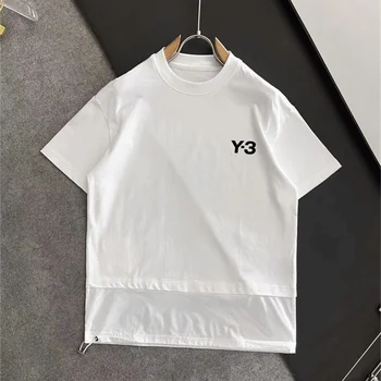 Yohji Y-3 Vyrai Tshirts Yamamoto 23SS Vasaros Y3 Parašas, Antspaudas Atsitiktinis Universalus Sujungimas Ištraukite Laidą trumparankoviai Pora T-shirts