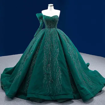 Žalia Quinceanera Suknelės Kamuolys Suknelė Vieną petį ilgomis Rankovėmis Zawalcowany Meksikos Saldus 16 Suknelės 15 Anos